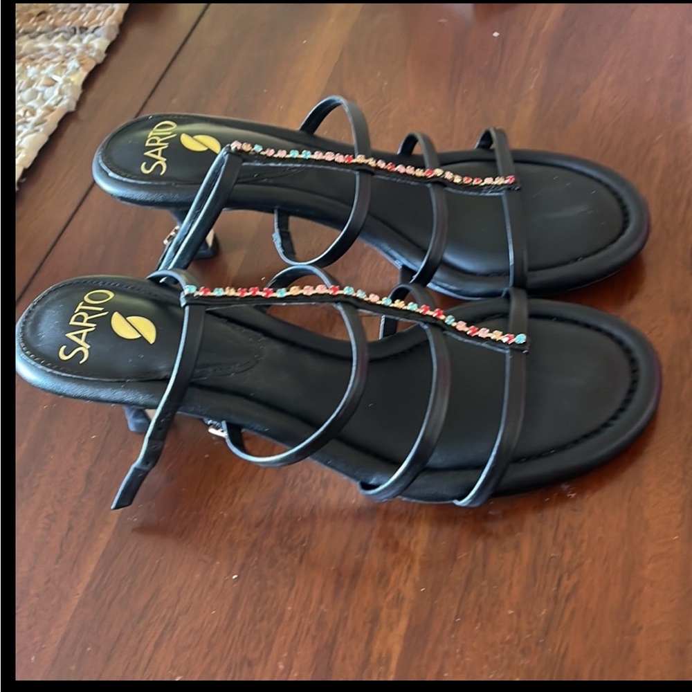 Brand new pair of jeweled leather gladiator sandals by Franco Sarto!
